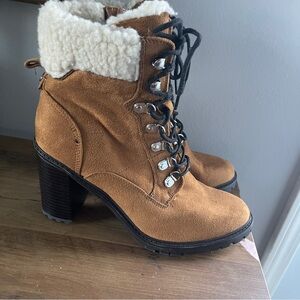 Nine West Brown Heeled Boots with White Lining
